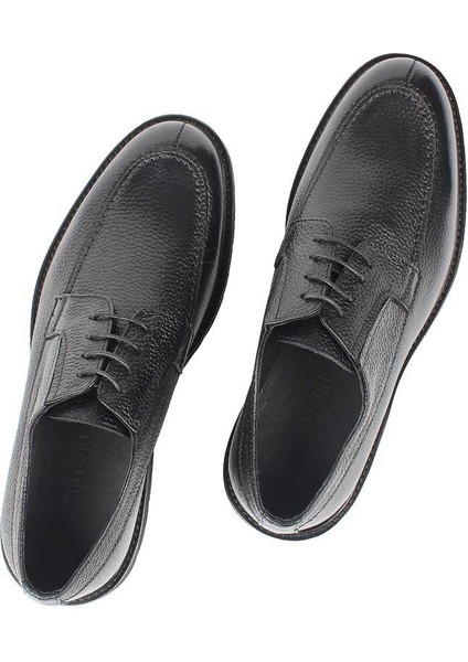 Erkek Siyah Bağcıklı Deri Klasik Ayakkabı
