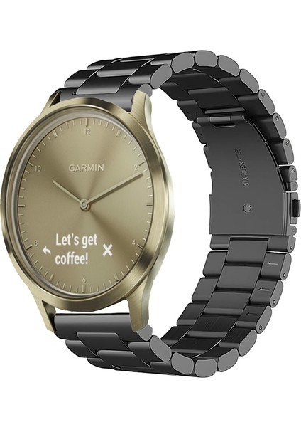 Garmin Vivomove Luxe , Style , Trend , Hr ile Uyumlu Kordon Klasik Baklava Model Paslanmaz Çelik Metal Kayış