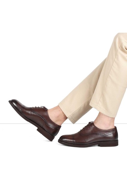 Erkek Kahverengi Bağcıklı Deri Klasik Ayakkabı fiyatları