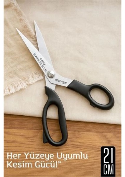 Modacar Çok Amaçlı Makas – 21 cm Uzunluk | 11 cm Kesim Bıçağı | Paslanmaz Çelik, Ergonomik Sap