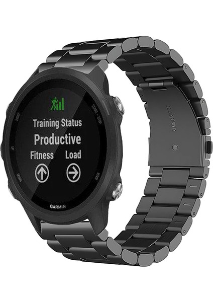 Garmin Forerunner 245 / 245 Music ile Uyumlu Kordon Klasik Baklava Model Paslanmaz Çelik Metal Kayış