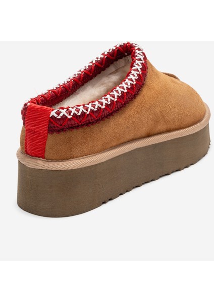 Avelıa Taba Süet Hakiki Deri Dikişli Kadın Kalın Tabanlı Kışlık Terlik indirimleri