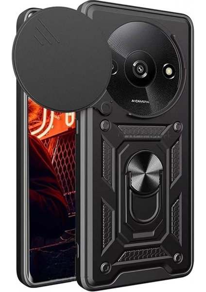 Xiaomi Redmi A3 4g Kılıf Pars Lens Yüzüklü Silikon - Siyah