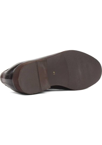 Erkek Kahverengi Bağcıklı Deri Klasik Ayakkabı