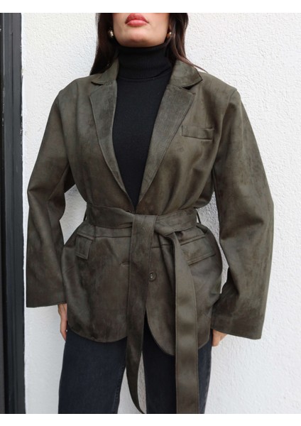 Kuşaklı Süet Ceket modelleri
