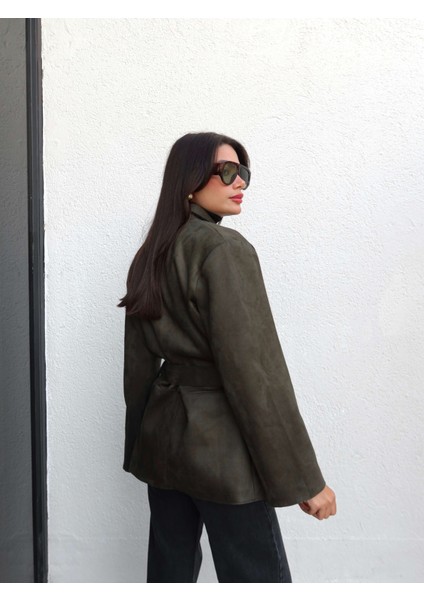 Kuşaklı Süet Ceket indirimleri