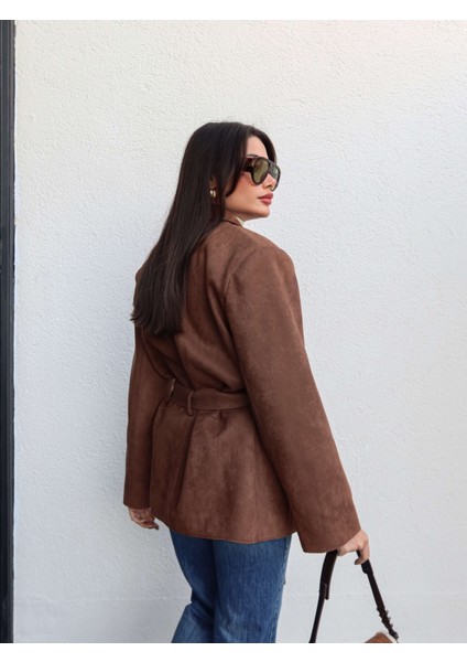 Kuşaklı Süet Ceket indirimleri