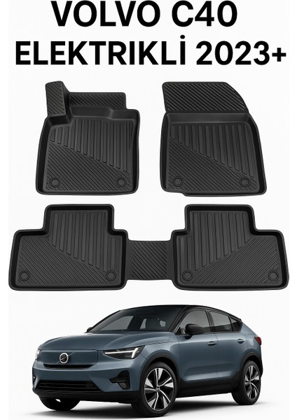 Volvo C40 (Elektrikli) 2023+ Uyumlu 3D Havuzlu Oto Paspas Premium modelleri