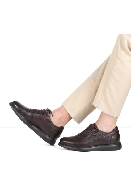Erkek Kahverengi Bağcıklı Deri Günlük Ayakkabı fiyatları