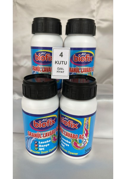 Biofix - X4 Adet Granül Lavabo Aç Kutu 300 gr
