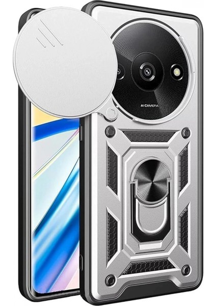 Xiaomi Redmi A3 4g Kılıf Pars Lens Yüzüklü Silikon - Gümüş