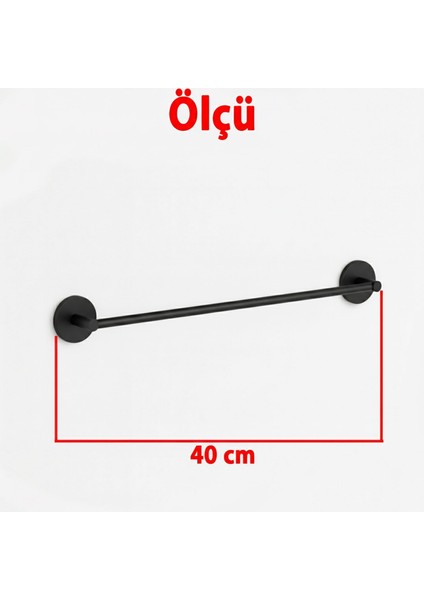Siyah Metal Uzun Havluluk 40 cm Duvara Monte Vidalı Lüks Banyo Havlu Askılığı Modern Mat Tasarım modelleri