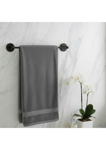 Siyah Metal Uzun Havluluk 40 cm Duvara Monte Vidalı Lüks Banyo Havlu Askılığı Modern Mat Tasarım fırsatları