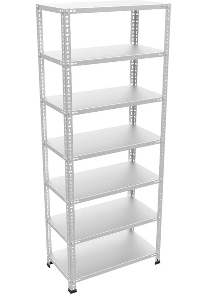 7 Katlı Galvaniz Çelik Raf - Depo, Arşiv, Kiler, Dosya, Market Rafı 31X60 CM-250 Cm-1.50 mm fırsatları