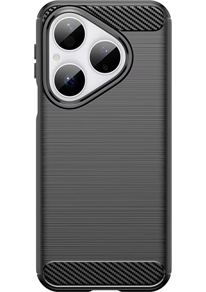 Huawei Pura 80 ile Uyumlu Brushed Carbon Fiber Silikon Kılıf - Siyah AL3332