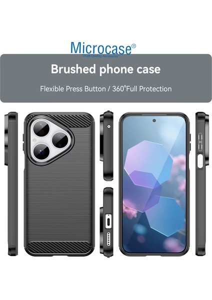 Huawei Pura 80 ile Uyumlu Brushed Carbon Fiber Silikon Kılıf - Siyah AL3332 fiyatları