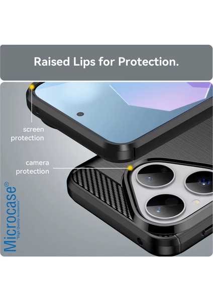 Huawei Pura 80 ile Uyumlu Brushed Carbon Fiber Silikon Kılıf - Siyah AL3332 modelleri