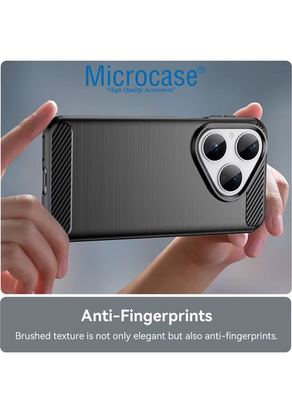 Huawei Pura 80 ile Uyumlu Brushed Carbon Fiber Silikon Kılıf - Siyah AL3332 fırsatları