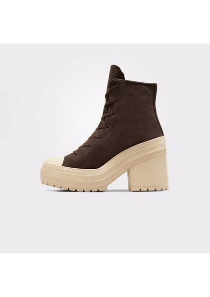Chuck 70 De Luxe Heel Unisex Kahverengi Deri Platform Sneaker.289