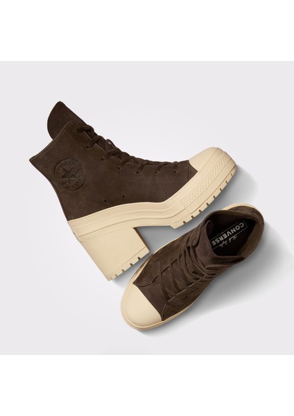 Chuck 70 De Luxe Heel Unisex Kahverengi Deri Platform Sneaker.289