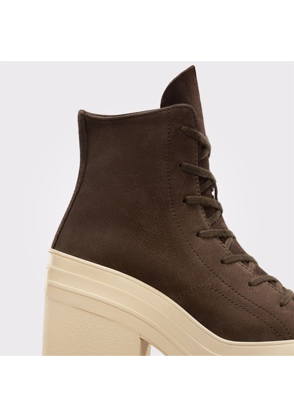 Chuck 70 De Luxe Heel Unisex Kahverengi Deri Platform Sneaker.289