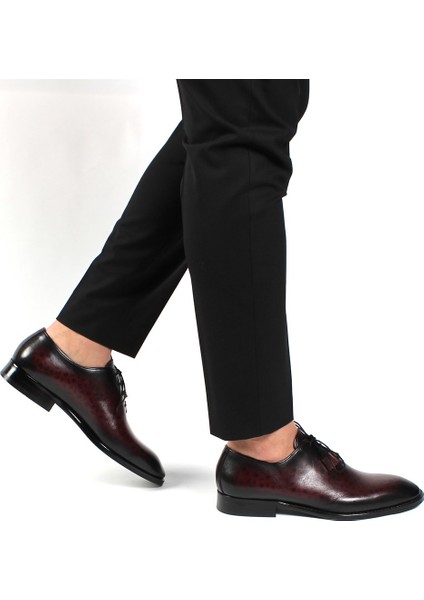 Erkek Bordo Bağcıklı Deri Klasik Ayakkabı