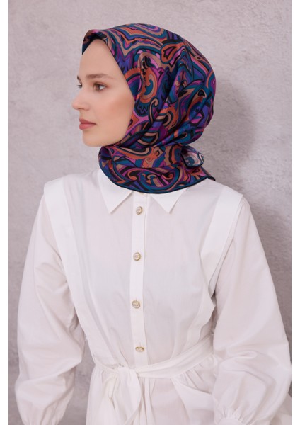 Etnik Desen Saf Ipek Twill Eşarp 4222D01 57