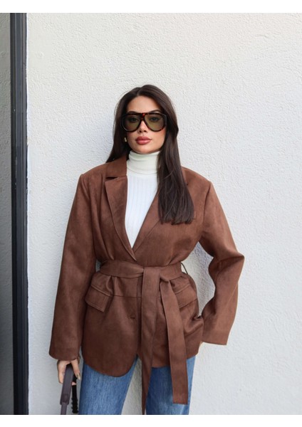 Kuşaklı Süet Ceket