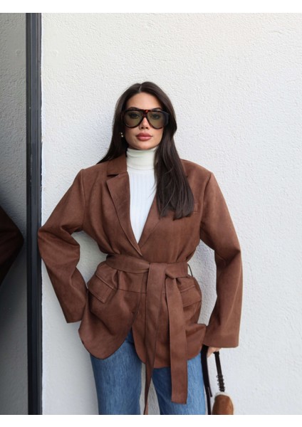 Kuşaklı Süet Ceket fırsatları