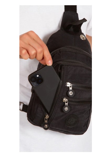 Unisex Su Geçirmez Kulaklık USB Çıkışlı Çapraz Askılı Çanta Bel Omuz ve Göğüs Çanta Günlük Bodybag