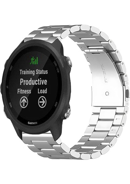Garmin Forerunner 245 / 245 Music ile Uyumlu Kordon Klasik Baklava Model Paslanmaz Çelik Metal Kayış