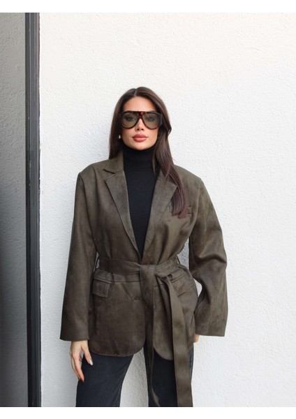 Kuşaklı Süet Ceket