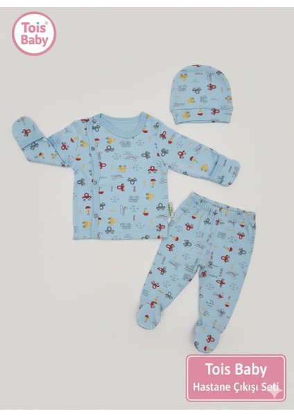 Desenli Patikli 3'lü 3 Adet Set 3 Farklı Renk Yenidoğan Erkek 0-3 Ay Hastane Çıkışı indirimleri
