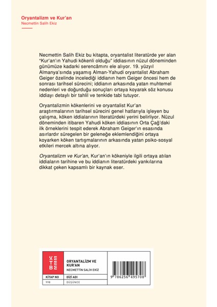 Oryantalizm ve Kur’an - Necmettin Salih Ekiz fiyatları