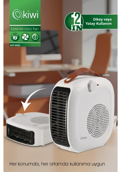 KHT-8422 Elektrikli Isıtıcı Fan | 2 Kademeli Isıtma & Serin Hava Özelliği