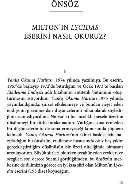 Yanlış Okuma Haritası - Harold Bloom