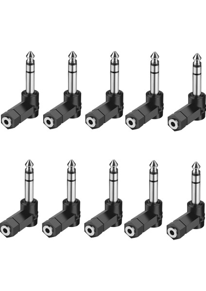 10 Adet Sağ Açılı 6.35MM Erkek Ila 3.5mm Dişi Ses Adaptör Dönüştürücü Genişletici Stereo Kulaklık Ses Jak Fişi (Yurt Dışından)