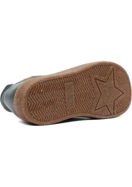 Kadın Haki Bağcıklı Kalın Tabanlı Süet Deri Ayakkabı