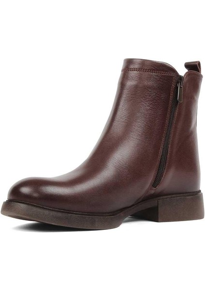 Kadın Kahverengi Çift Fermuarlı Deri Bot fırsatları