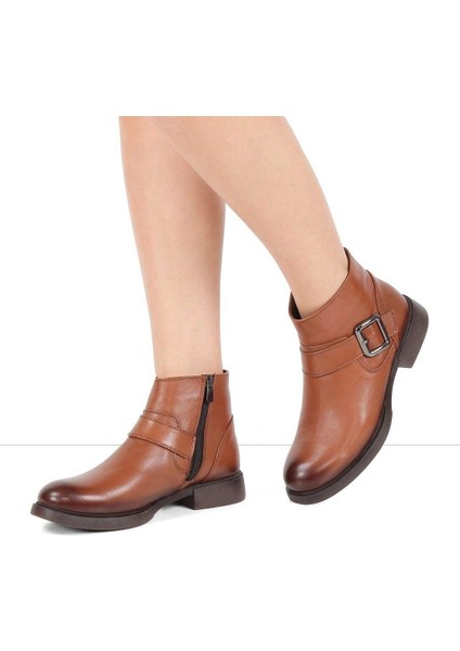 Kadın Taba Fermuarlı Toka Detaylı Deri Bot fiyatları