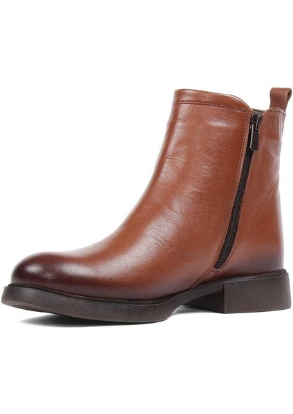 Kadın Taba Çift Fermuarlı Deri Bot fırsatları