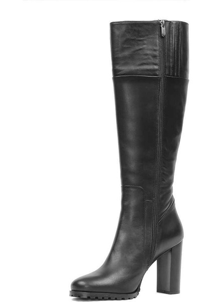 Kadın Siyah Fermuarlı Uzun Topuklu Deri Çizme fırsatları