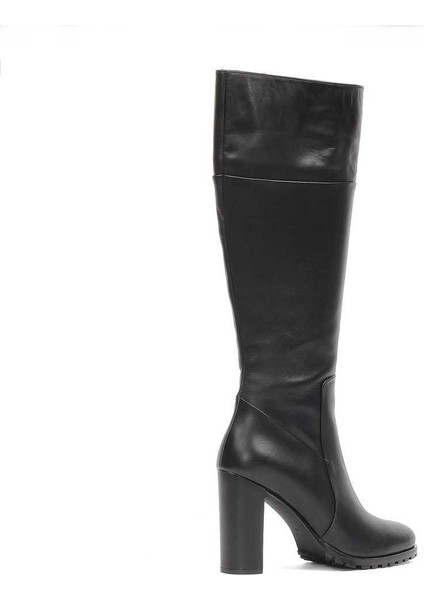 Kadın Siyah Fermuarlı Uzun Topuklu Deri Çizme indirimleri