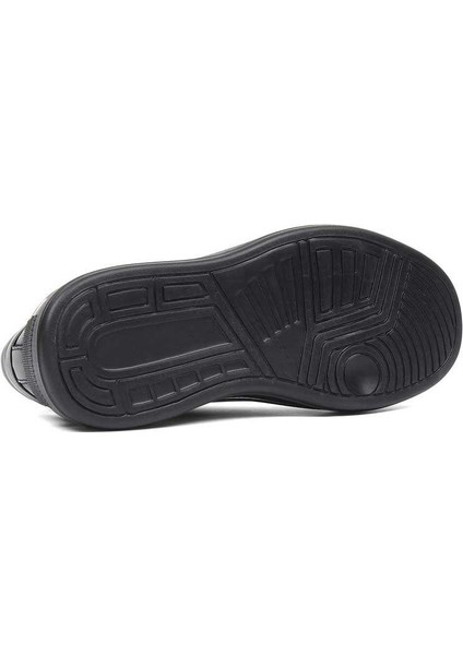 Erkek Siyah Bağcıklı Kalın Tabanlı Deri Sneaker