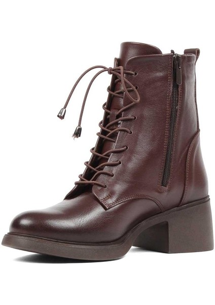 Kadın Kahverengi Bağcıklı Fermuarlı Deri Bot fırsatları