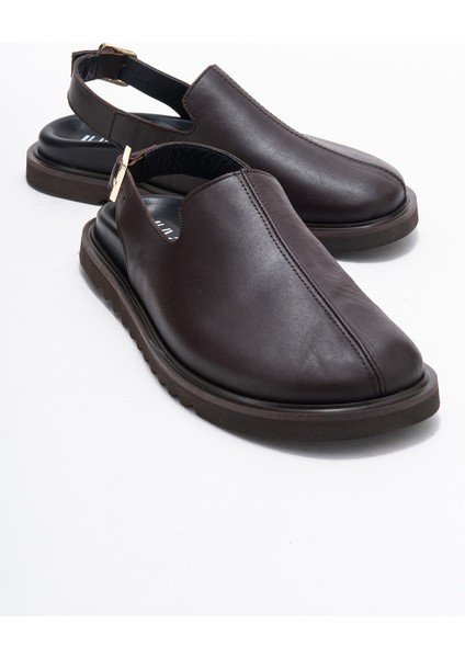 Laby Kahverengi Cilt Hakiki Deri Kadın Sandalet