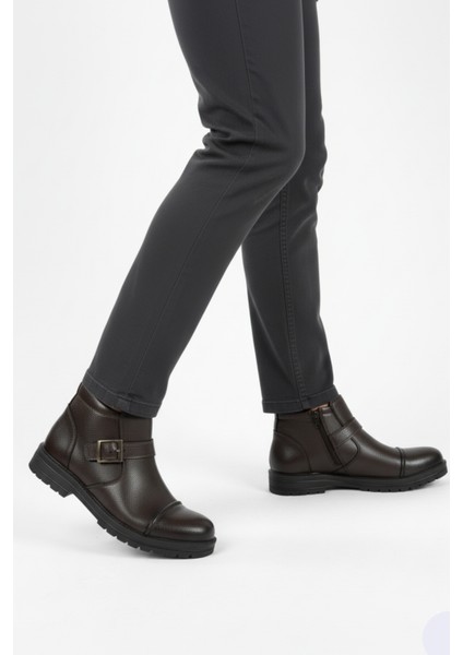 Erkek Suni Deri Içi Kürklü Fermuarlı Kemerli Kaymaz Termo Taban Bot modelleri