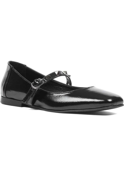 Kadın Siyah Tokalı Rugan Deri Babet modelleri