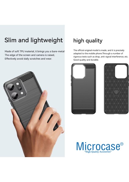 Oppo Reno 14 Pro ile Uyumlu Brushed Carbon Fiber Silikon Kılıf - Siyah AL3332 modelleri