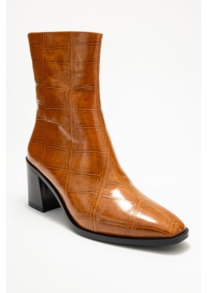 Chara Taba Baskı Kadın Kalın Topuklu Bot modelleri